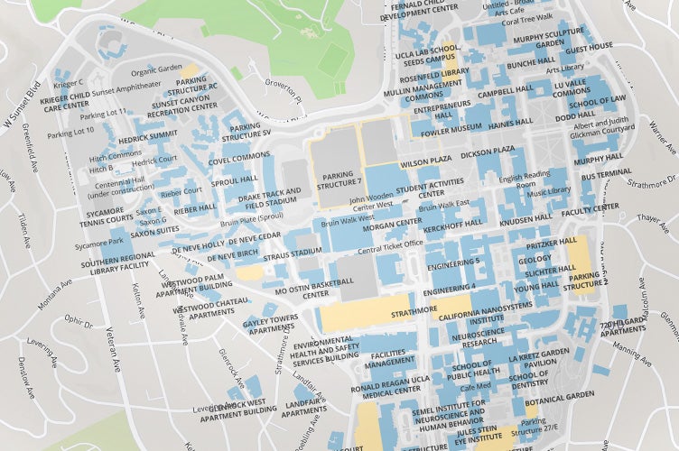 Una foto de google map del campus de la UCLA